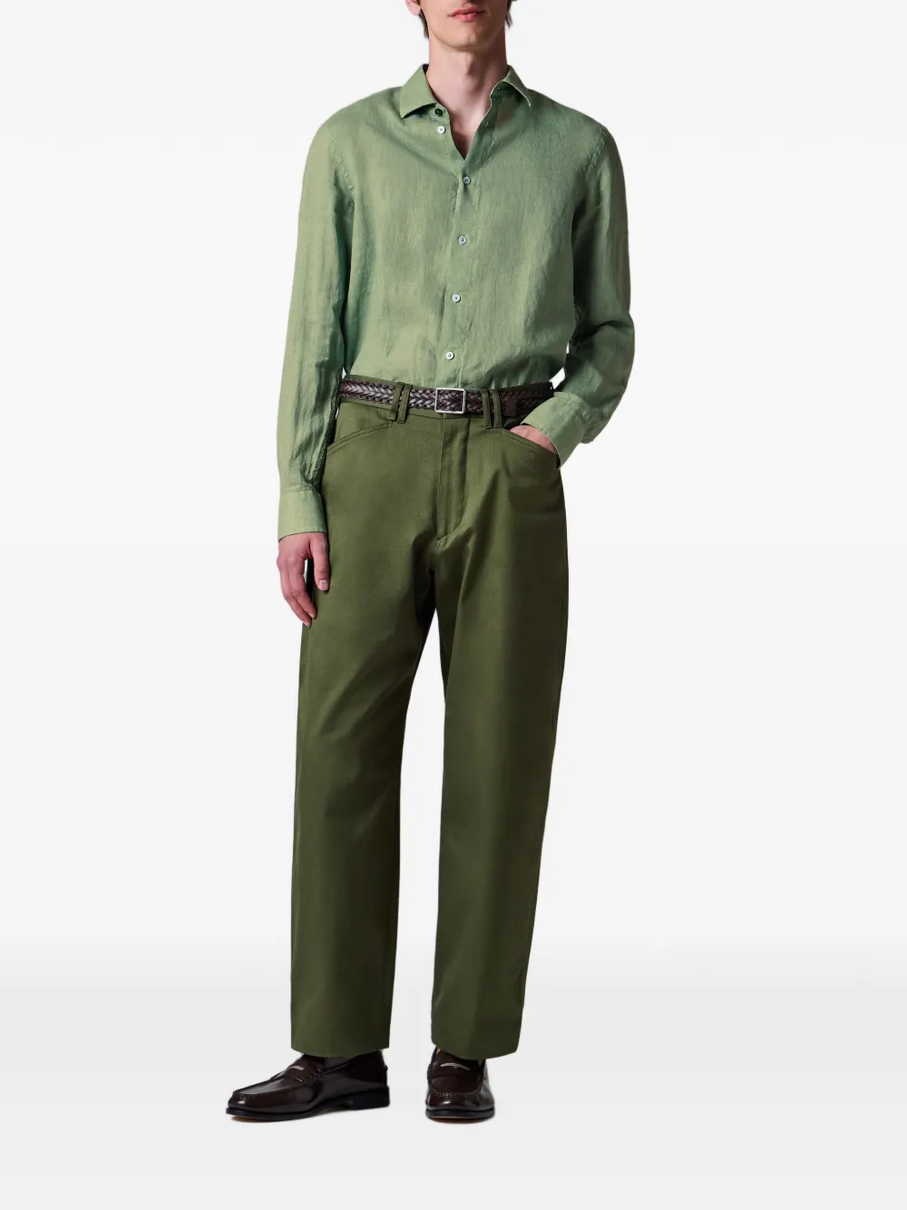 Paul Smith Ruimvallende kaki stretch-katoenen chino Groen