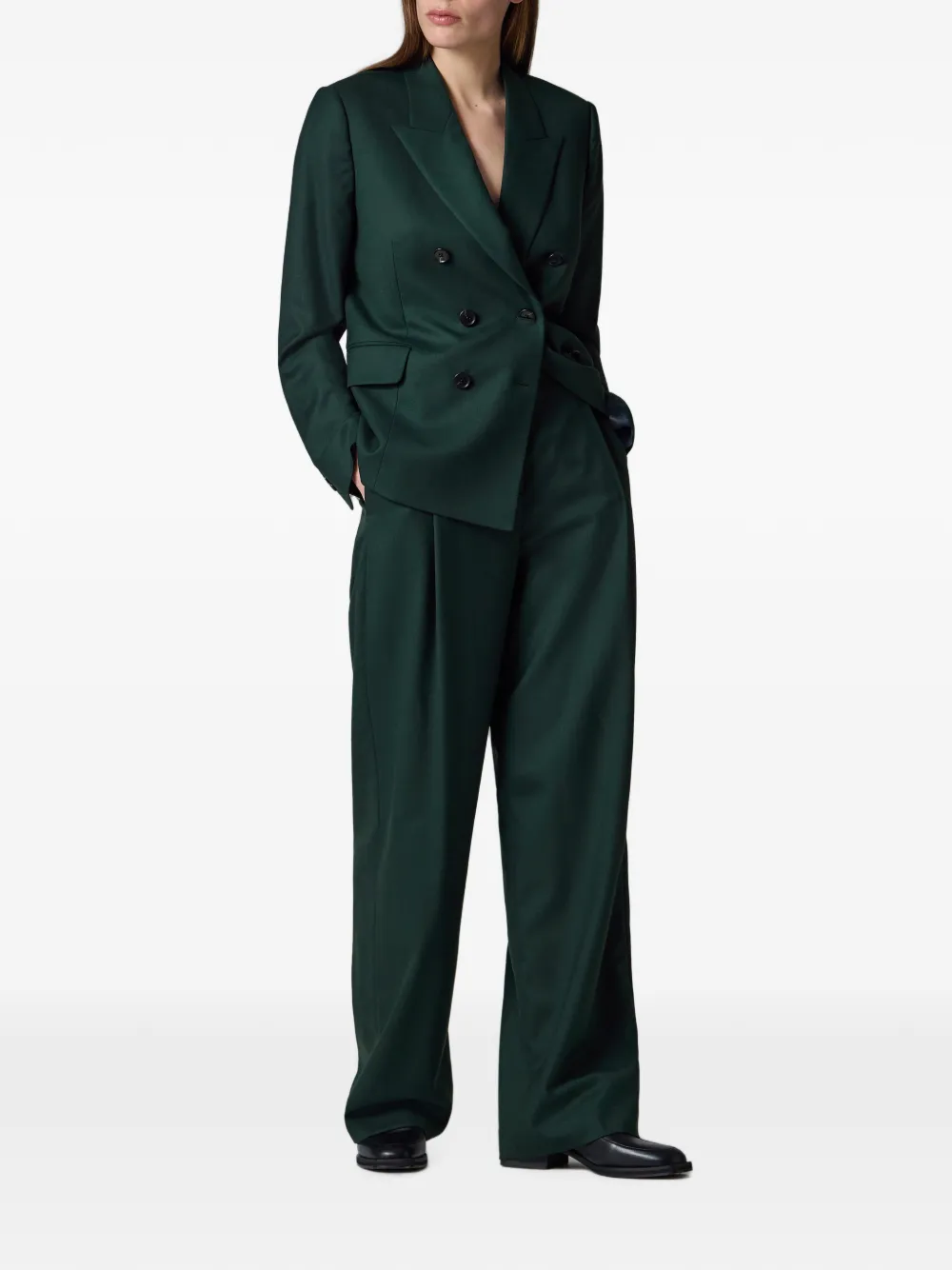 Paul Smith A Suit To Travel In geplooide wollen broek met wijde pijpen Groen