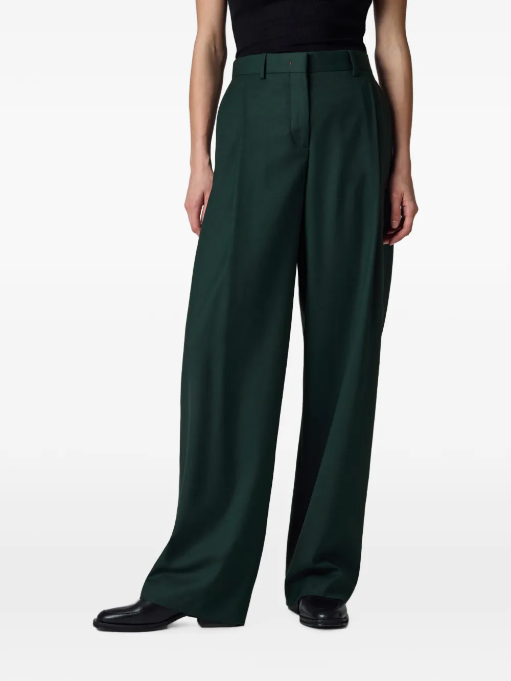 Paul Smith A Suit To Travel In geplooide wollen broek met wijde pijpen Groen