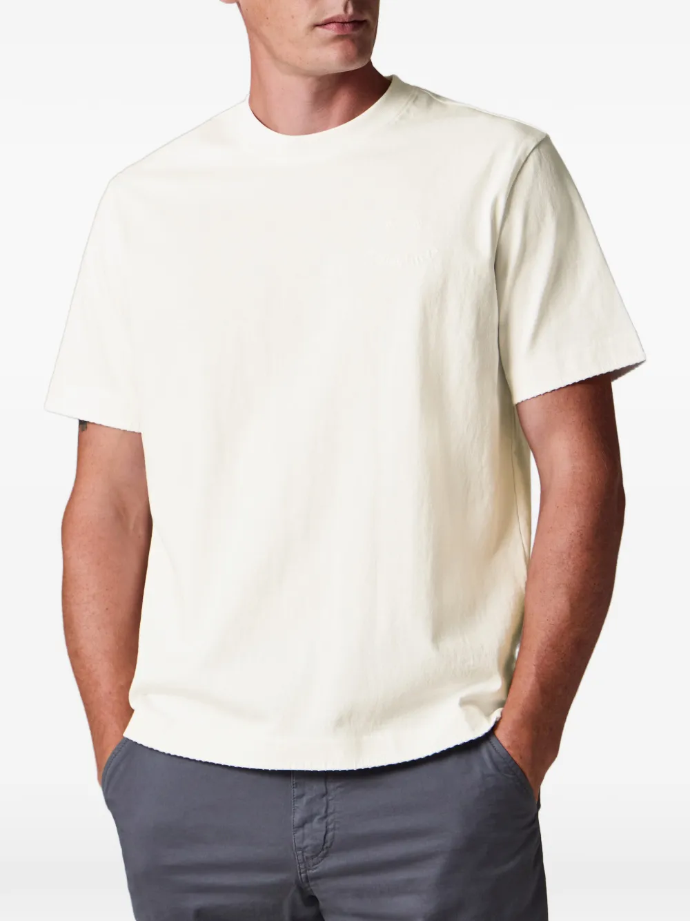 PS Paul Smith Happy T-shirt met zijsplitten en geborduurd logo Wit