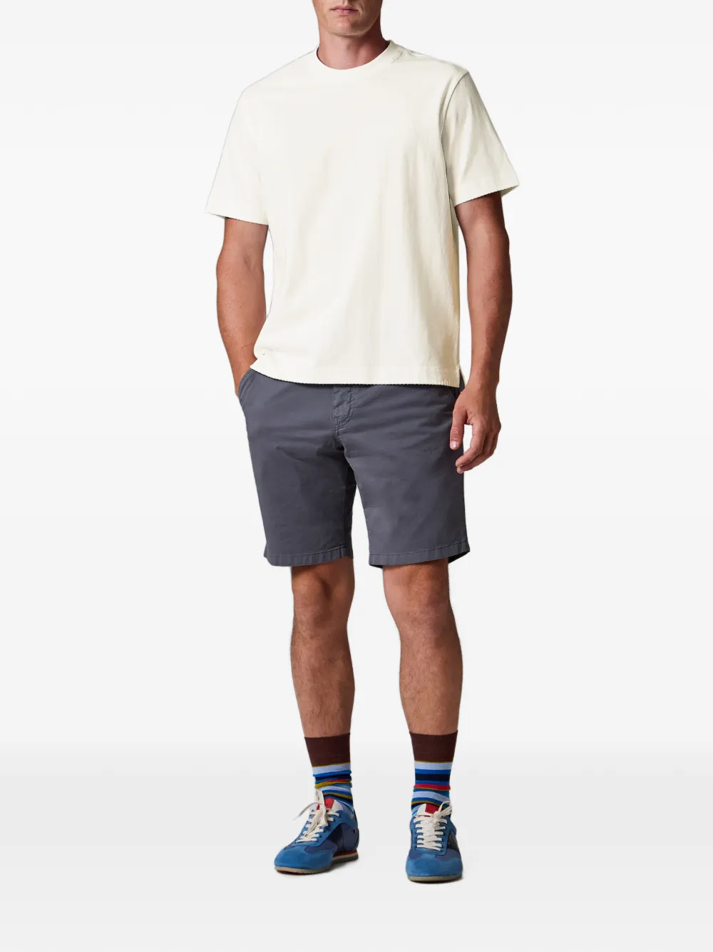 PS Paul Smith Happy T-shirt met zijsplitten en geborduurd logo Wit