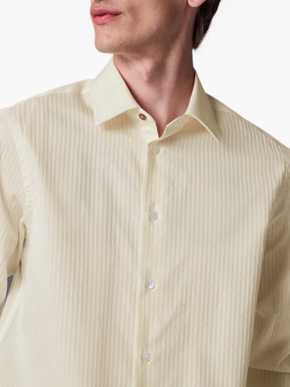 Paul Smith Regular-fit katoenen-zijden overhemd met beige streep