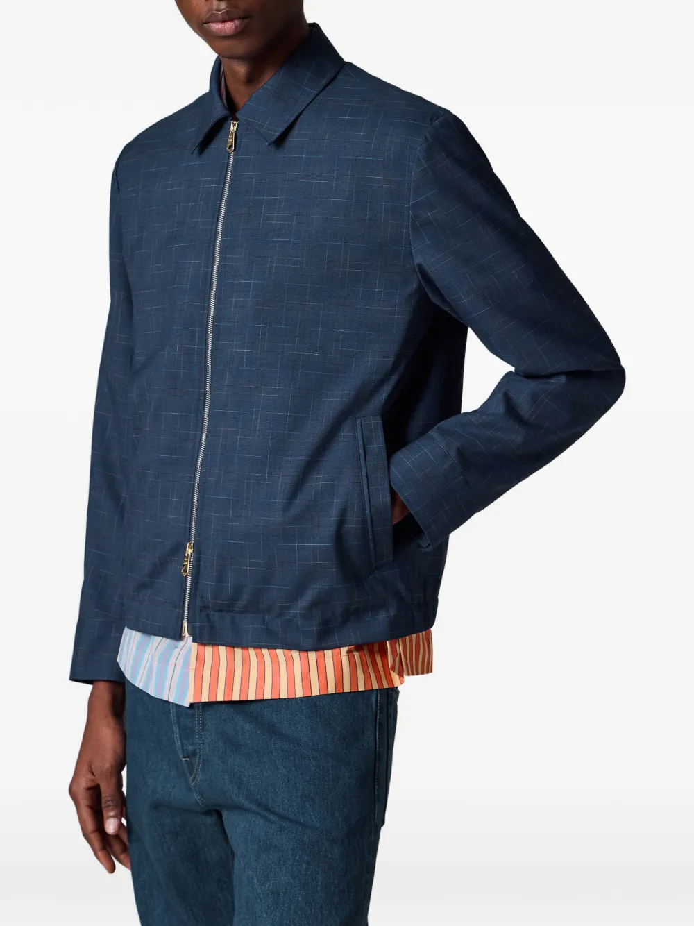 Paul Smith Geruit wollen jack met space-dye print Blauw