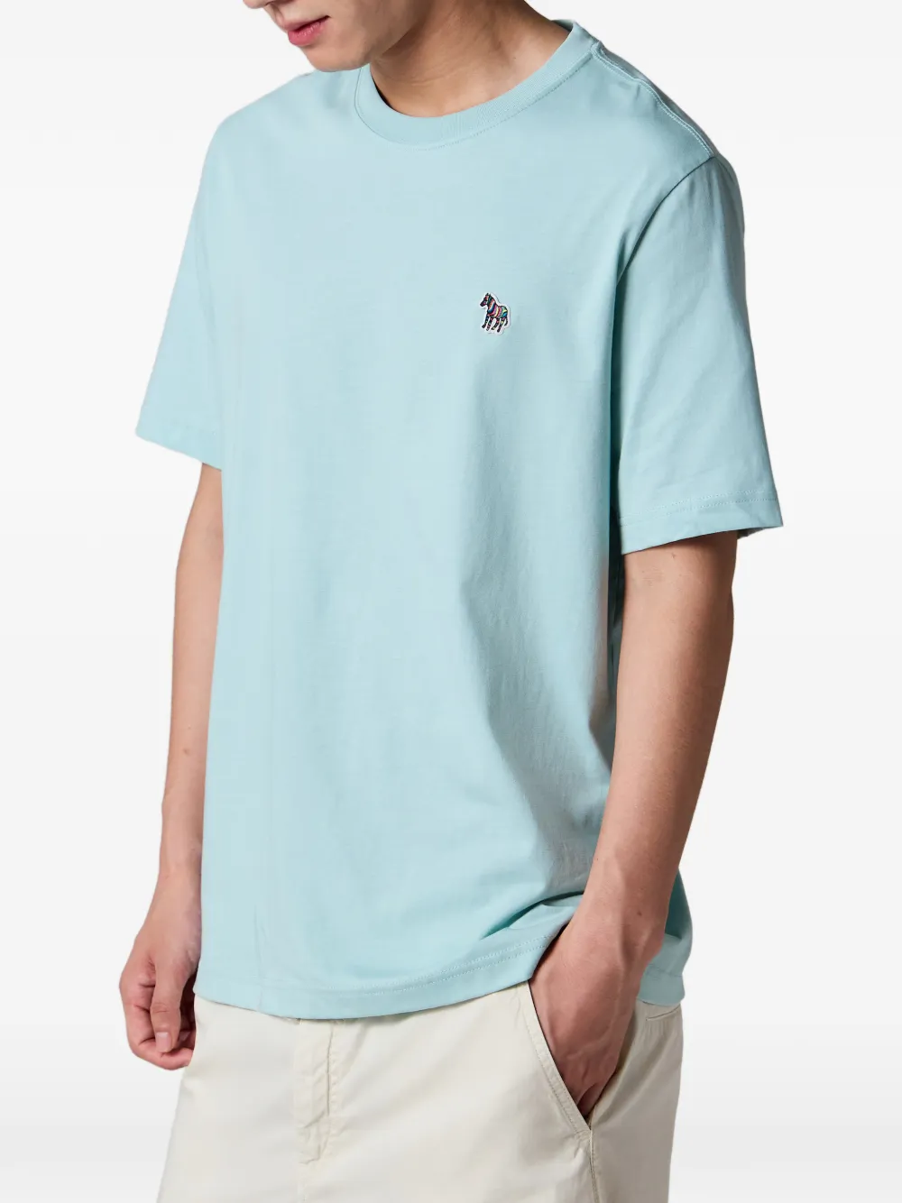 PS Paul Smith Mintgroen biologisch katoenen T-shirt met Zebra-logo