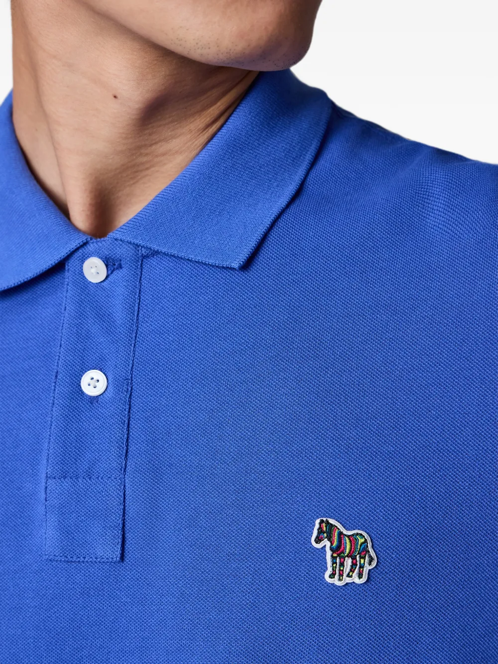 PS Paul Smith Biologisch katoenen poloshirt met zebra Blauw