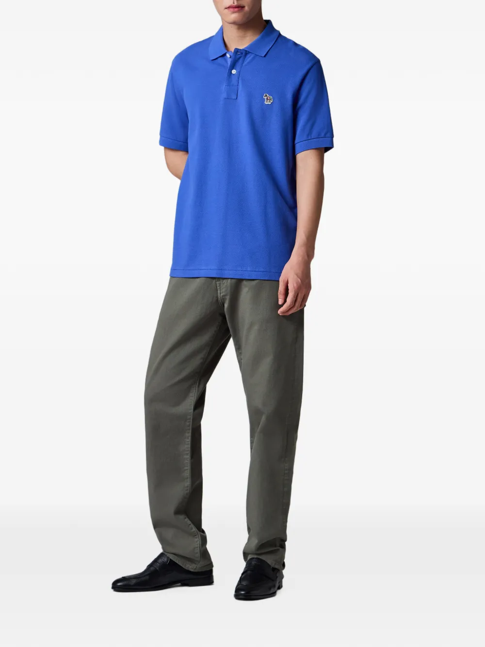 PS Paul Smith Biologisch katoenen poloshirt met zebra Blauw