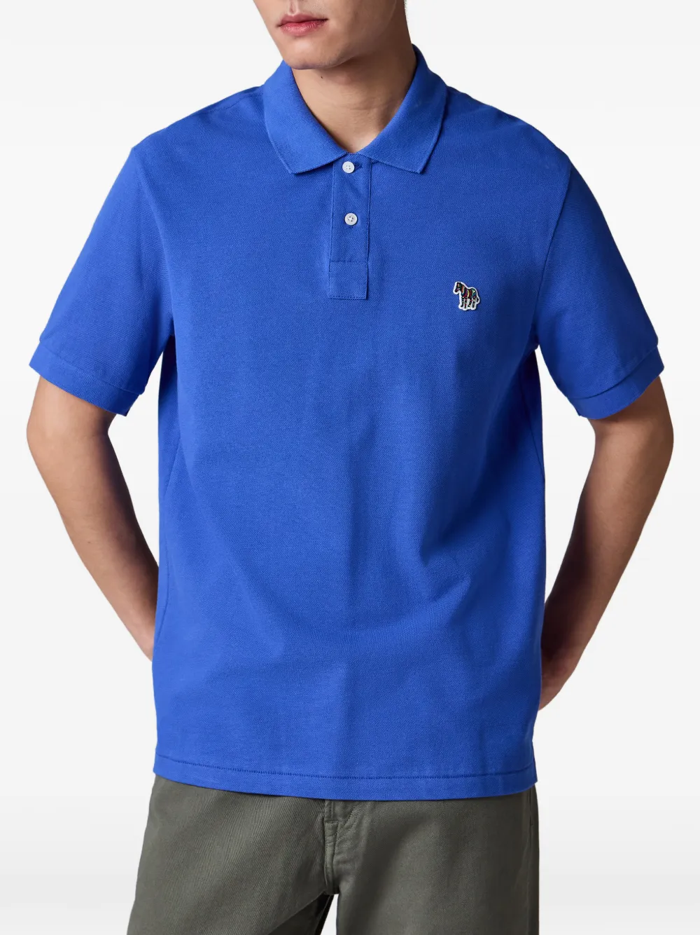 PS Paul Smith Biologisch katoenen poloshirt met zebra Blauw