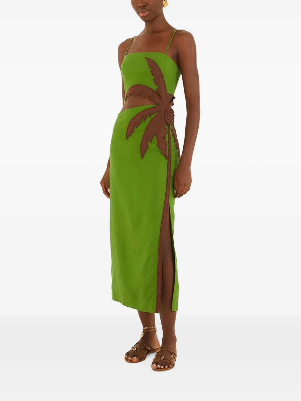 FARM Rio palm-tree cut-out midi dress