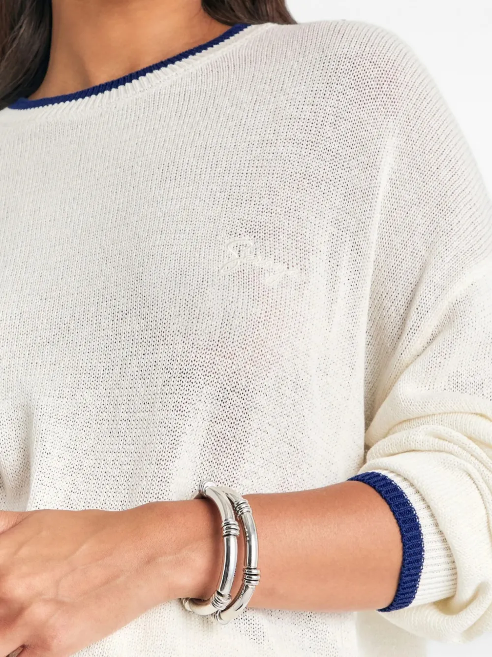 SEROYA Kris trui met contrasterende afwerking Beige