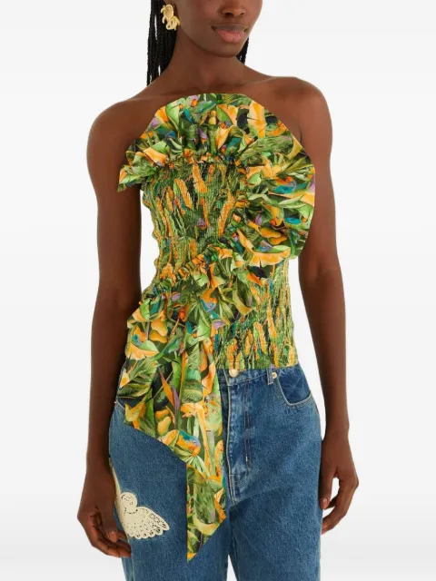 FARM Rio ruffled smocked top