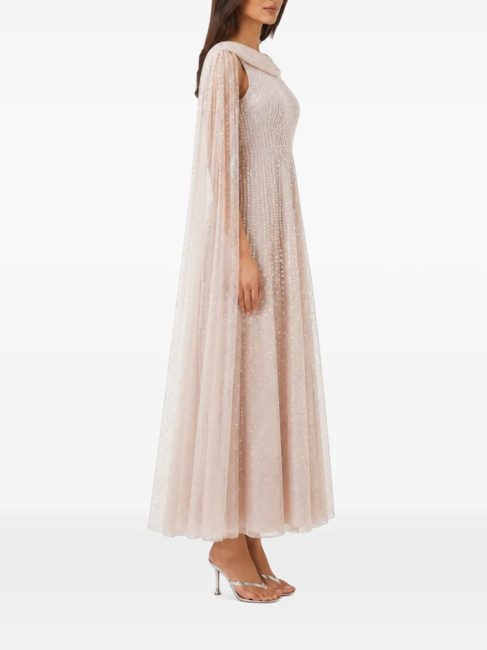 Needle & Thread Moonlight sequin-embellished gown Beige