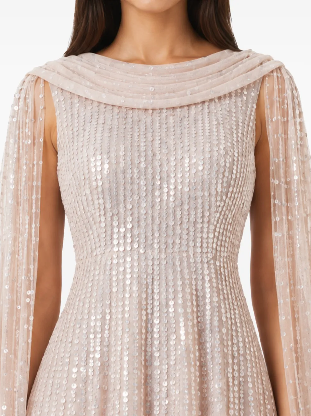 Needle & Thread Moonlight sequin-embellished gown Beige
