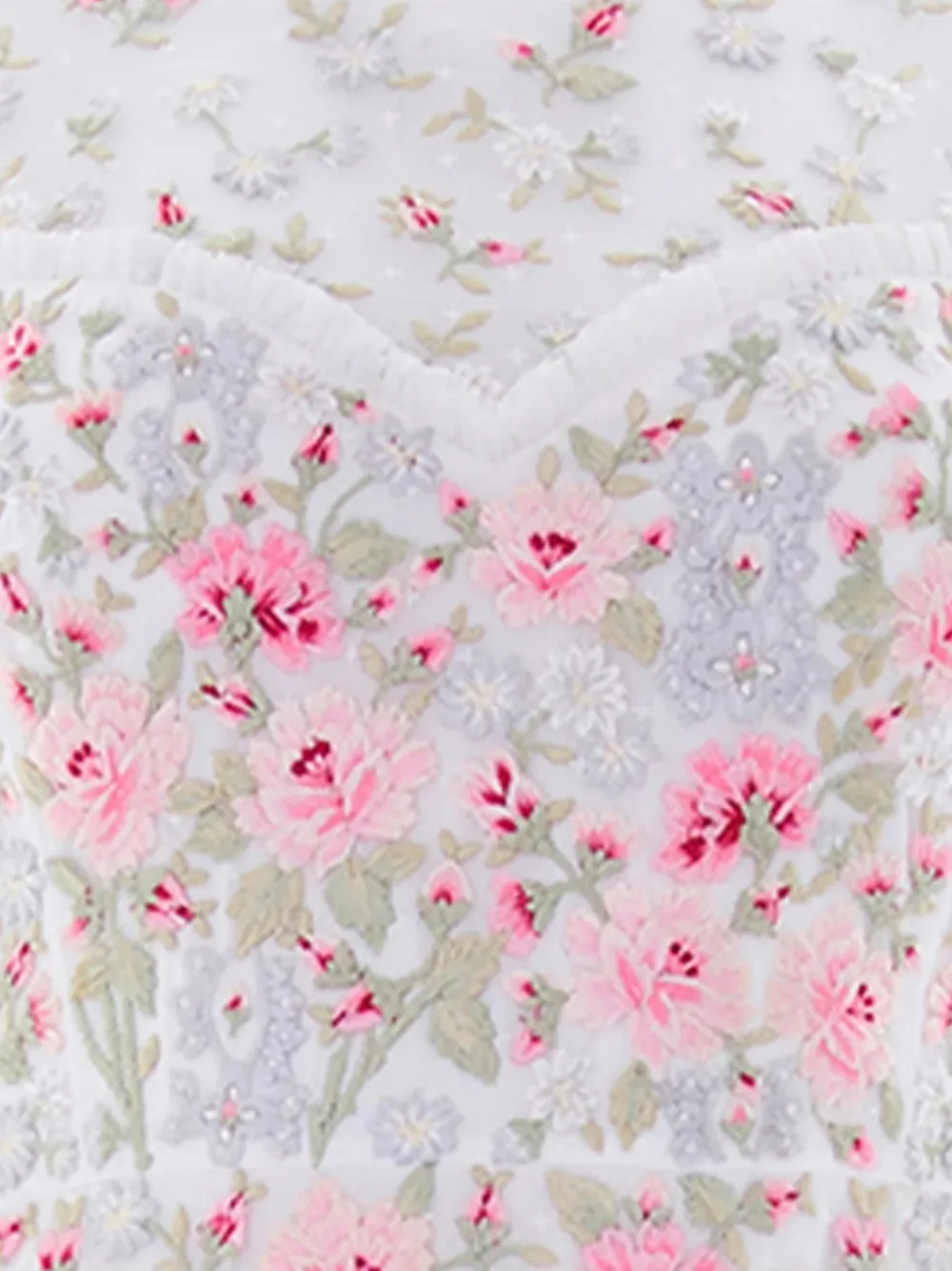 Needle & Thread Garden Rose embroidered tulle gown Wit