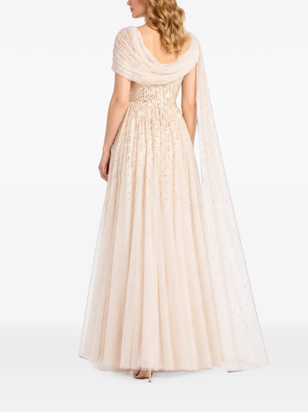 Needle & Thread Moonlight Sequin draped maxi dress Beige
