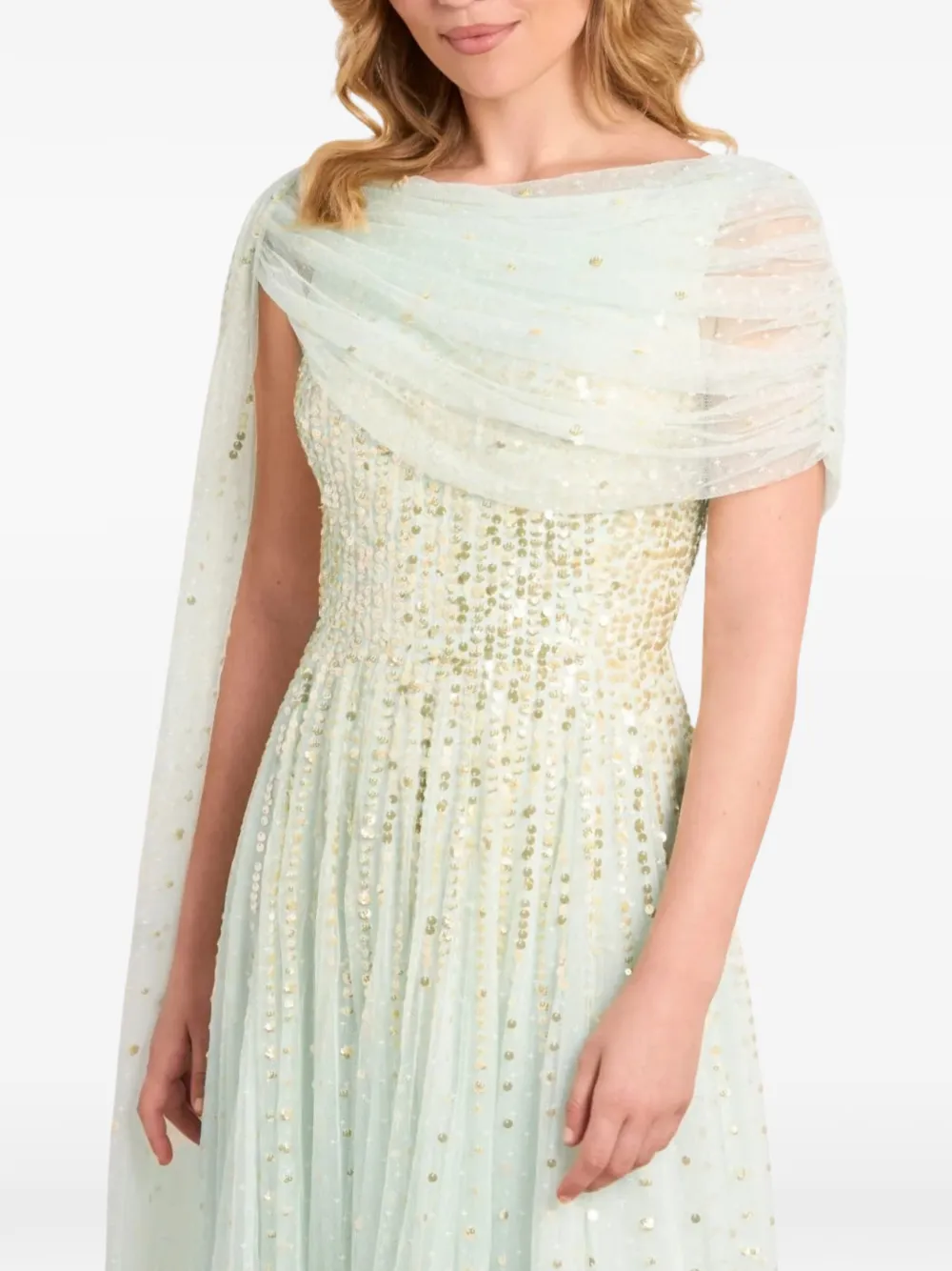 Needle & Thread Moonlight gedrapeerde avondjurk verfraaid met pailletten Groen