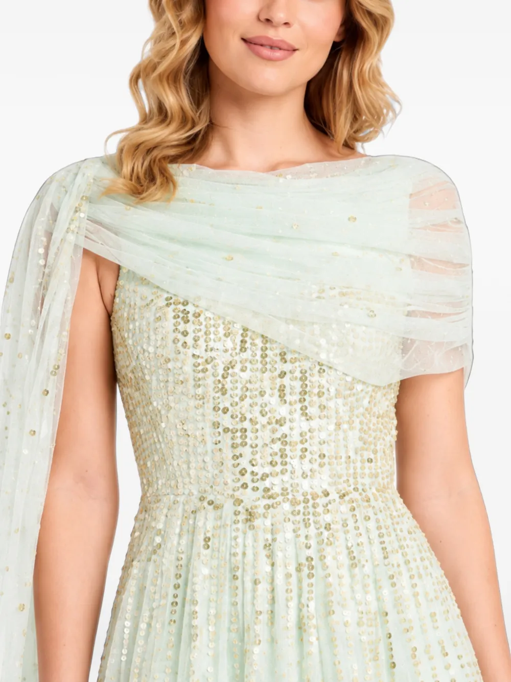 Needle & Thread Moonlight gedrapeerde avondjurk verfraaid met pailletten Groen
