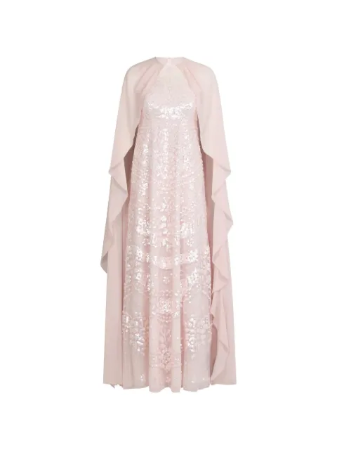 Needle & Thread Anais sequin-embellished cape gown