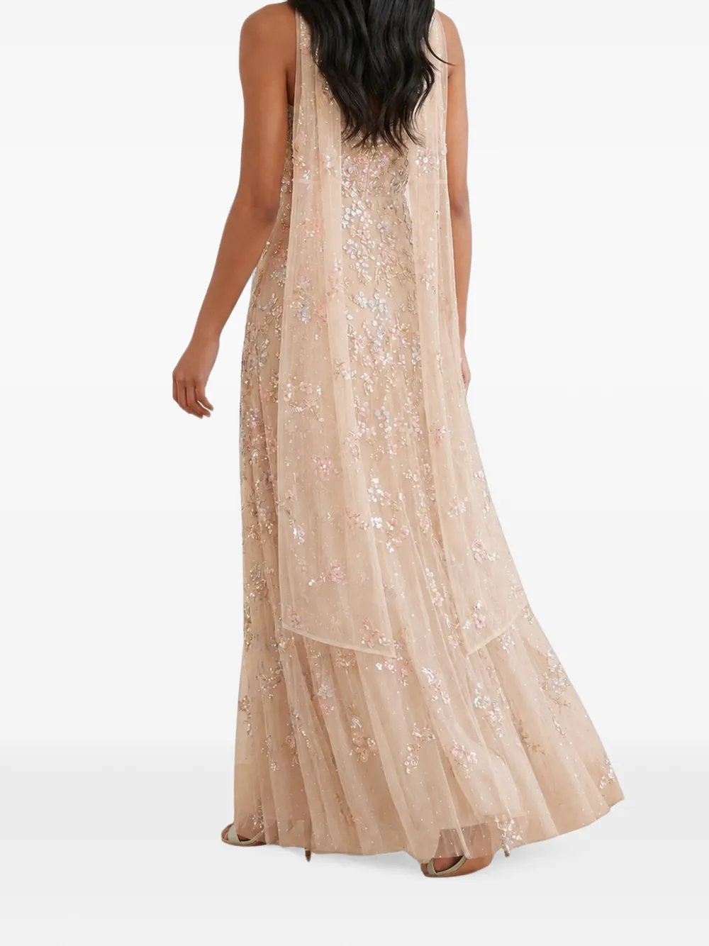 Needle & Thread Forget-Me-Not strapless avondjurk Beige