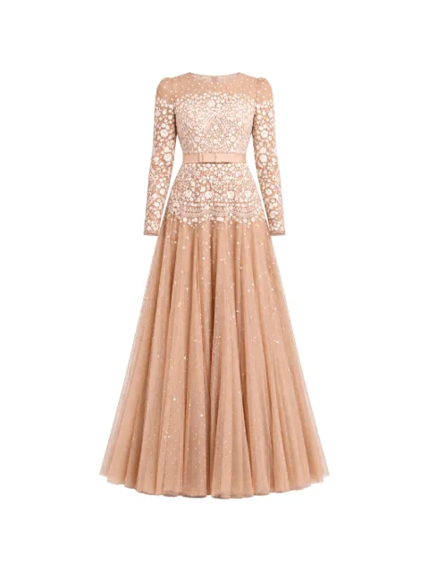 Needle & Thread Gilded Lace long-sleeve maxi gown