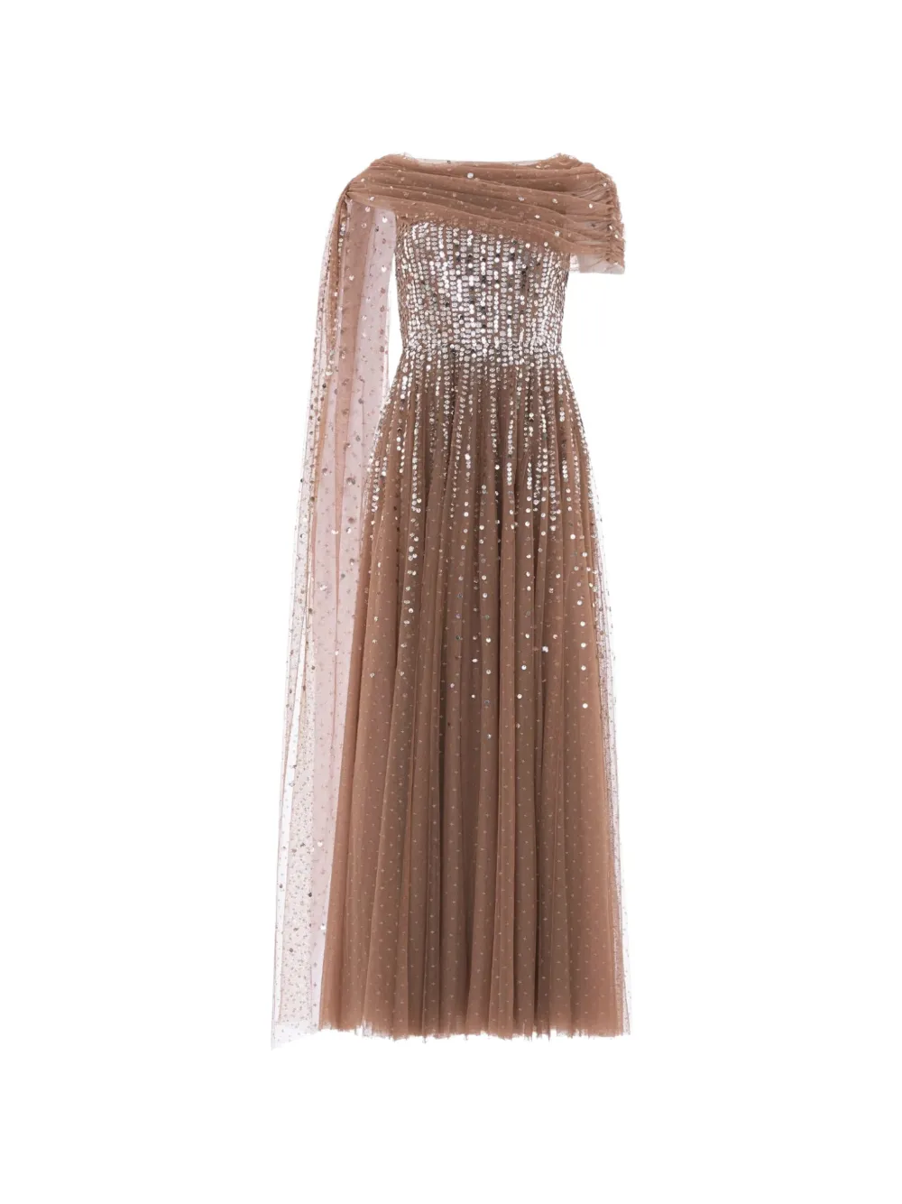 Needle & Thread robe longue Moonlight drapée et ornée de sequins - Marron Needle & Thread robe longue Moonlight drapée et ornée de sequins - Marron