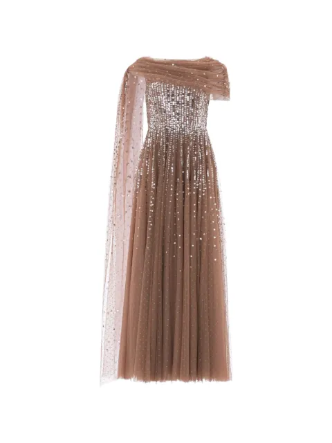 Needle & Thread Moonlight sequin-embellished draped maxi gown