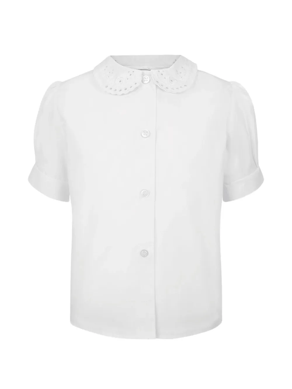 Zeco Schoolwear kids Lace Collar short-sleeve blouse - Bianco