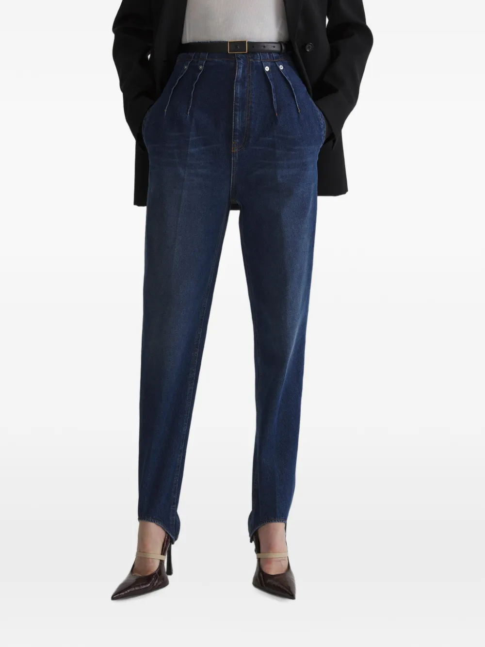 Mugler hight waist denim pants - Blu