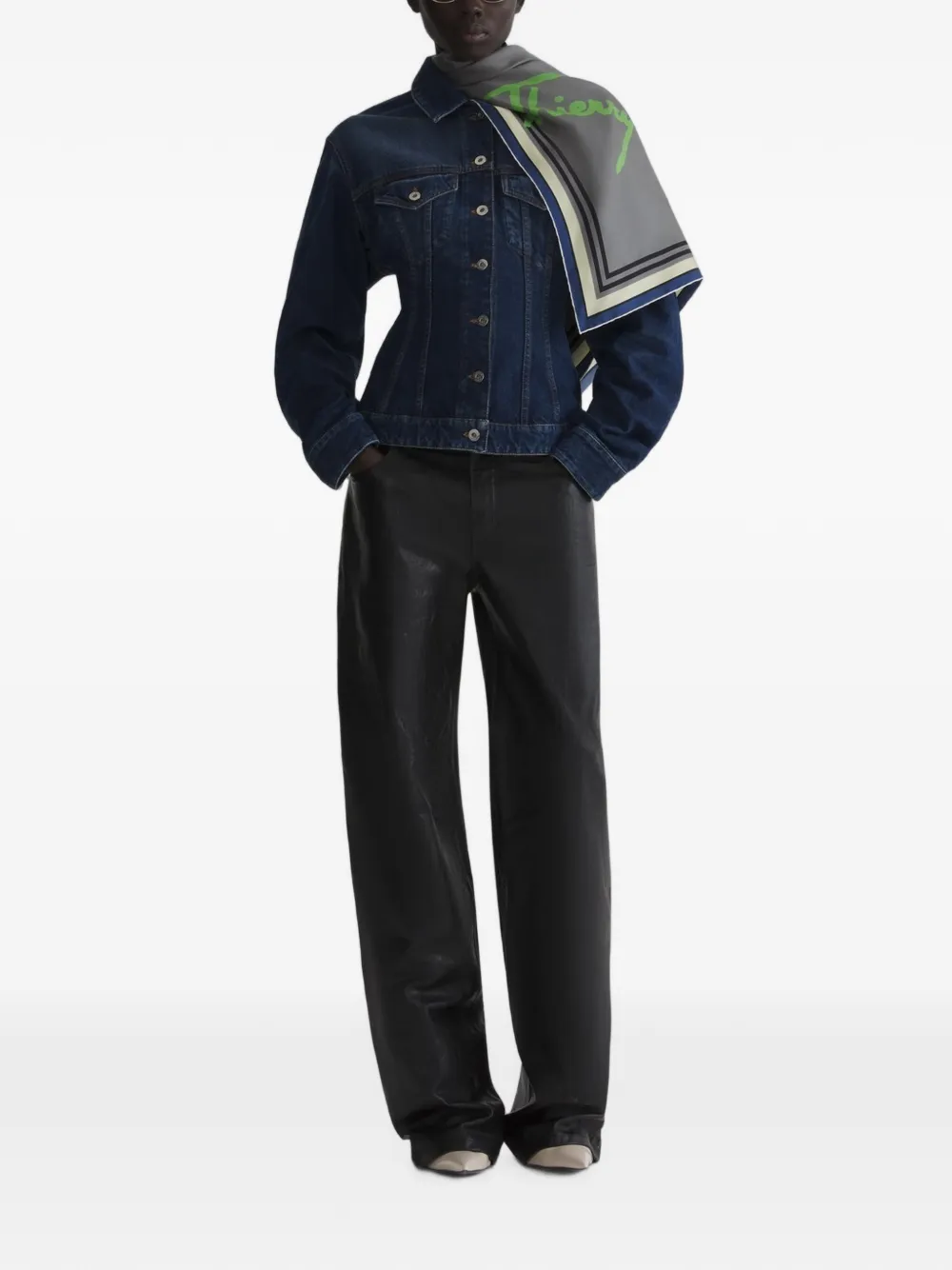 Mugler Hourglas denim jack Blauw