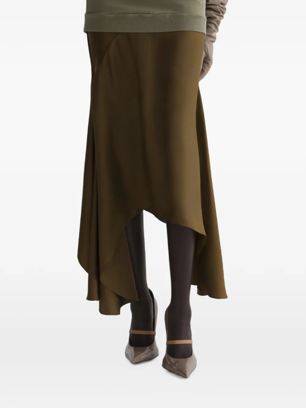 Mugler Asymetric Fluid Skirt in Neutrals, view 4