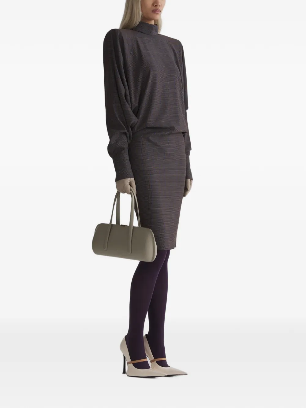 Mugler Midi-jurk met vleermuismouwen Bruin