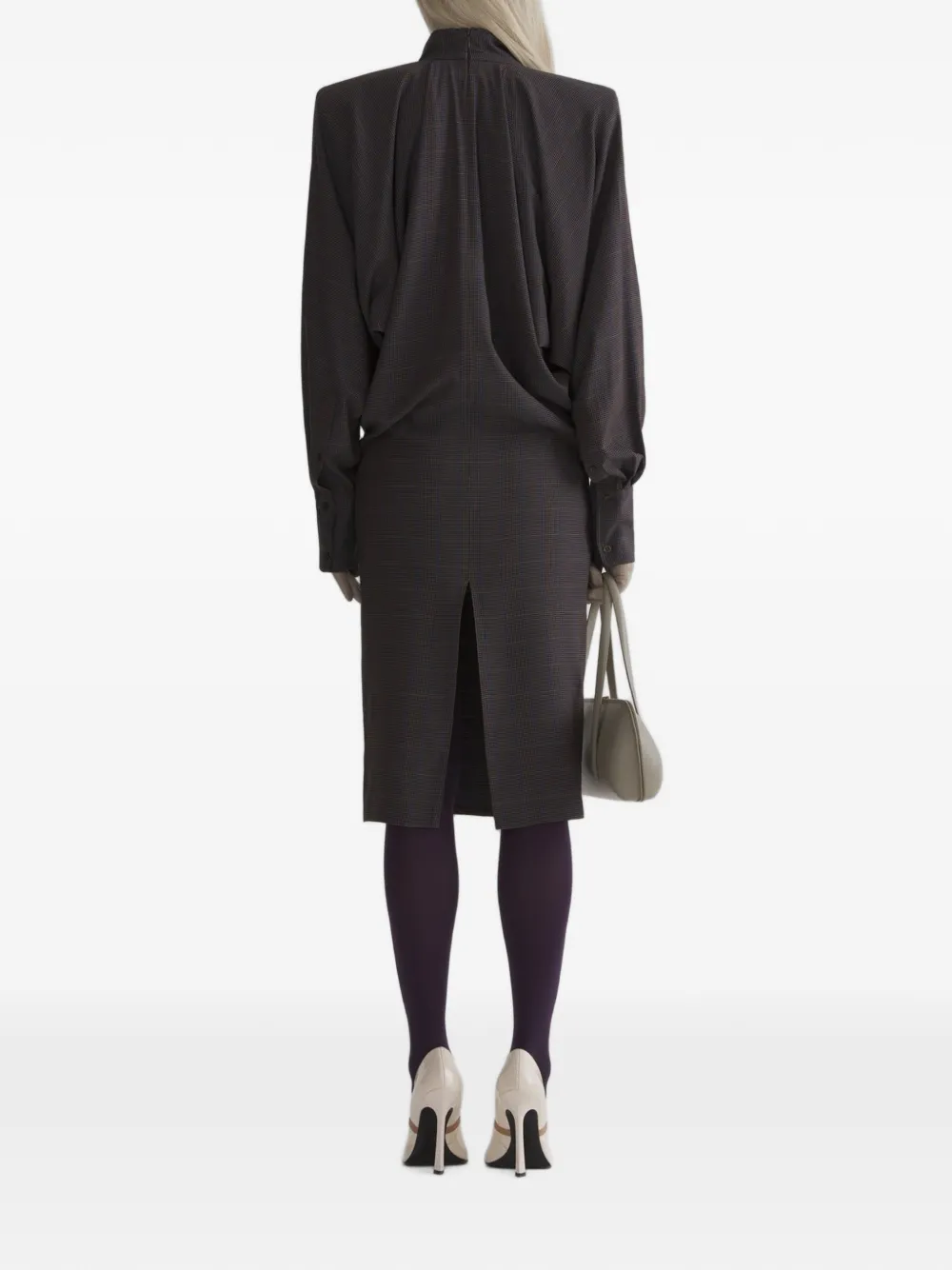 Mugler Midi-jurk met vleermuismouwen Bruin