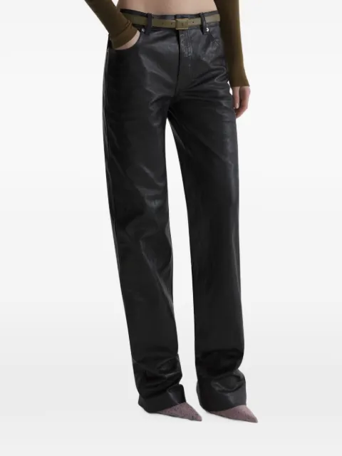 Mugler pantalones de piel con tiro bajo
