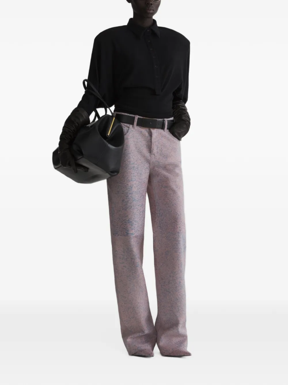 Mugler batsleeves polo bodysuit - Rosa