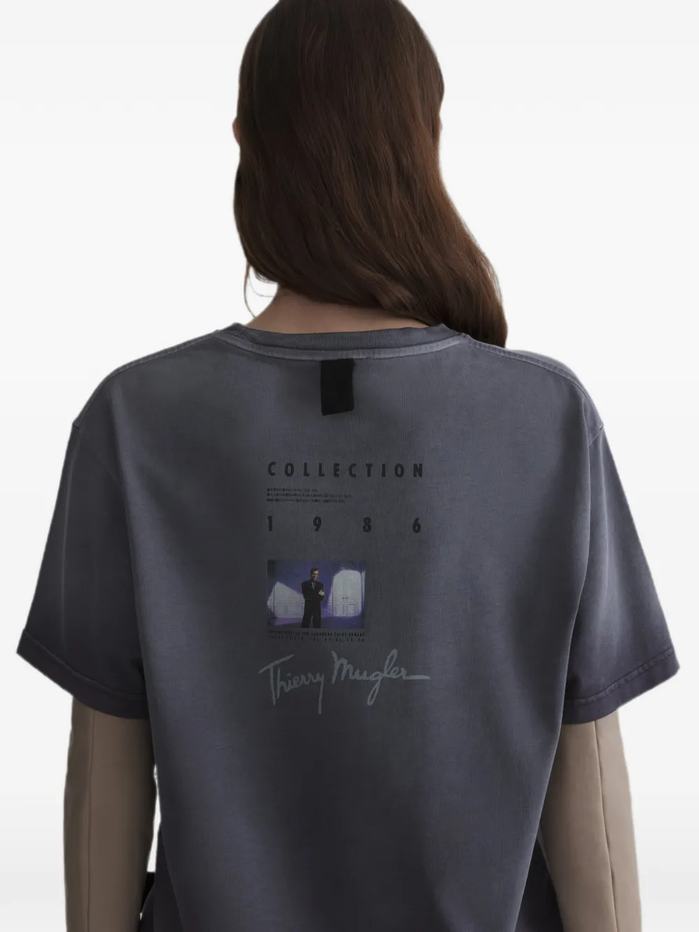 Mugler T-shirt met logo Beige