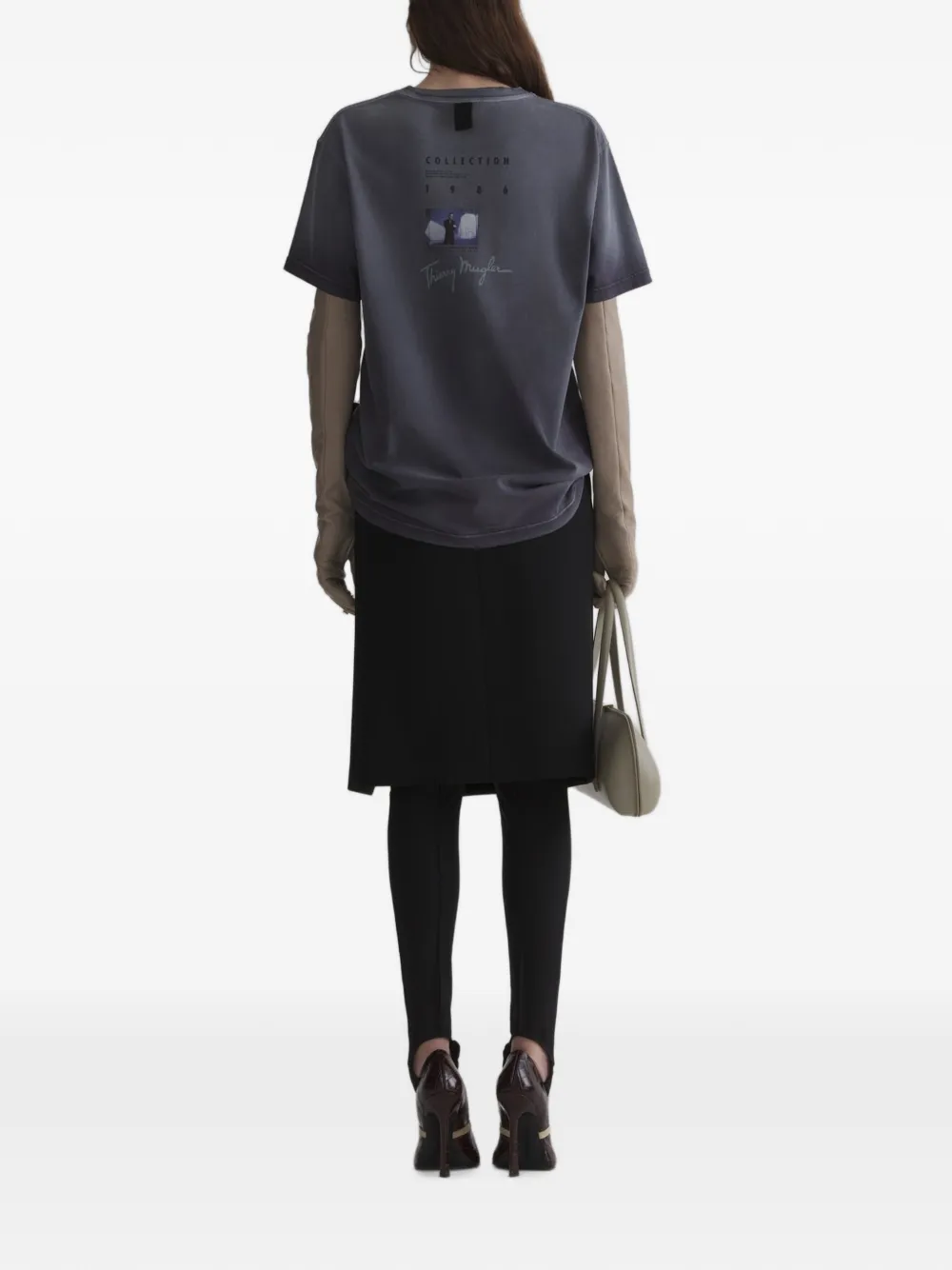 Mugler T-shirt met logo Beige