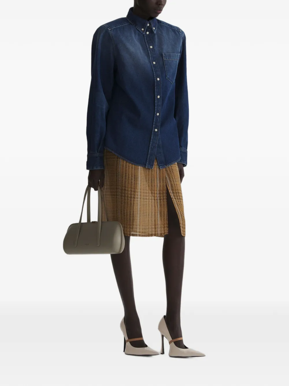  Mugler Shoulder Padded Denim Shirt - Azul 