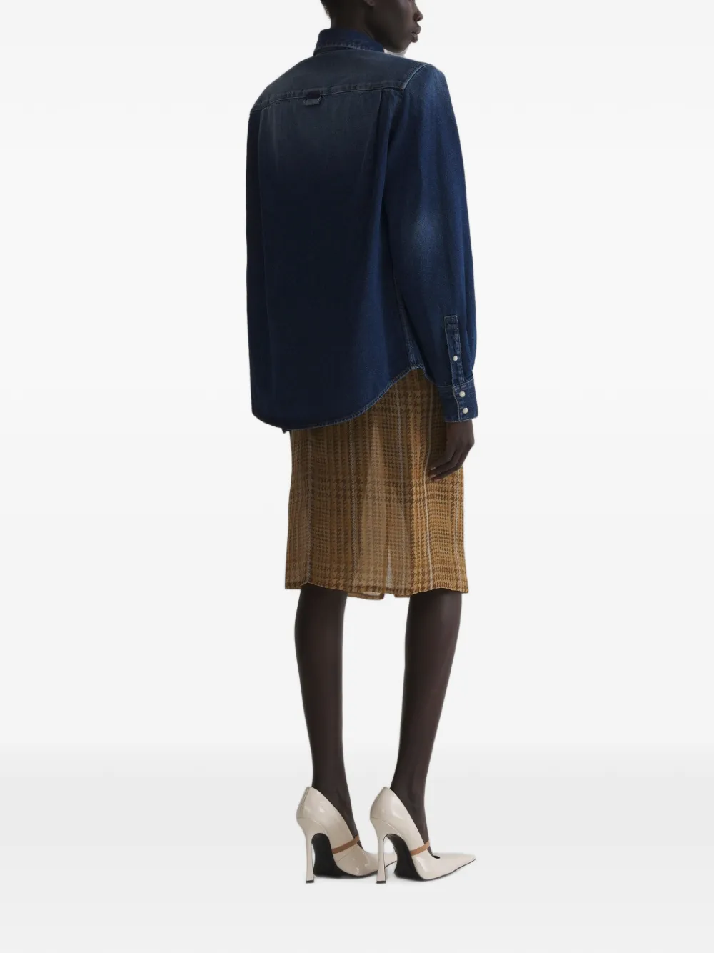 Mugler Denim blouse met schoudervullingen Blauw