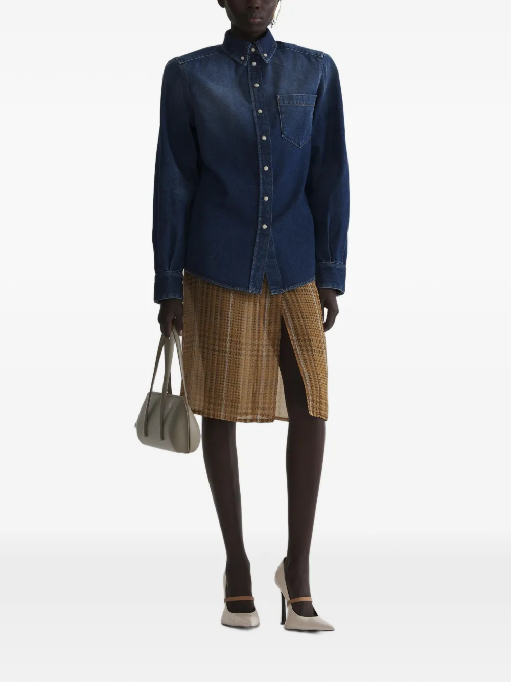  Mugler Shoulder Padded Denim Shirt - Azul 