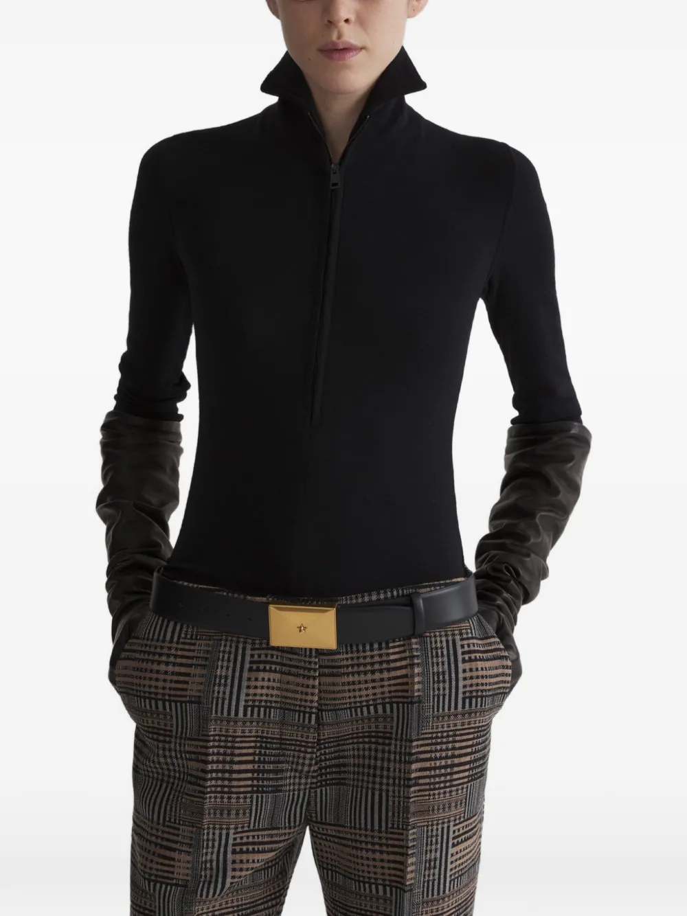 Mugler Column Oberteil aus Jersey - Grau