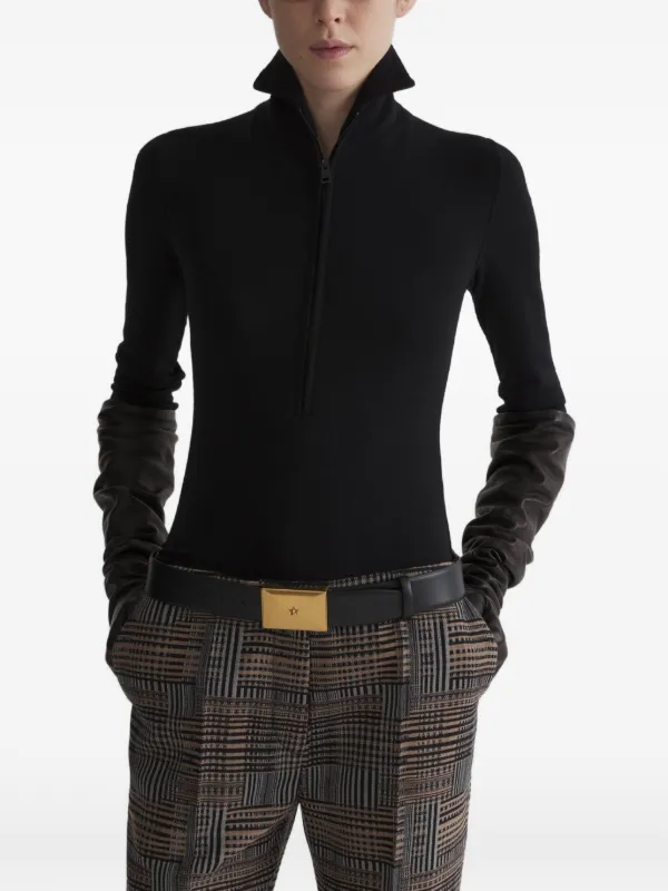 Mugler Column Jersey Top in Grey