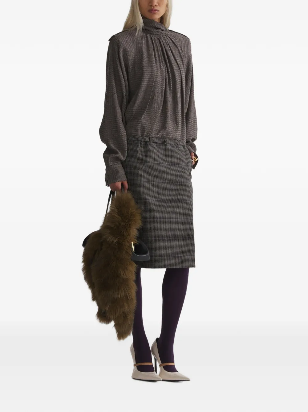 Mugler Hybride midi-blousejurk Grijs