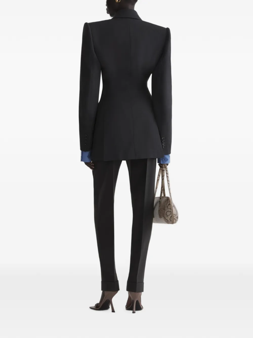 Mugler Twisted Double-breasted Jacket in Grey, view 3