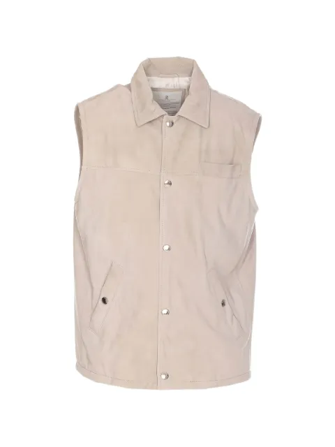 Brunello Cucinelli leather sleeveless jacket