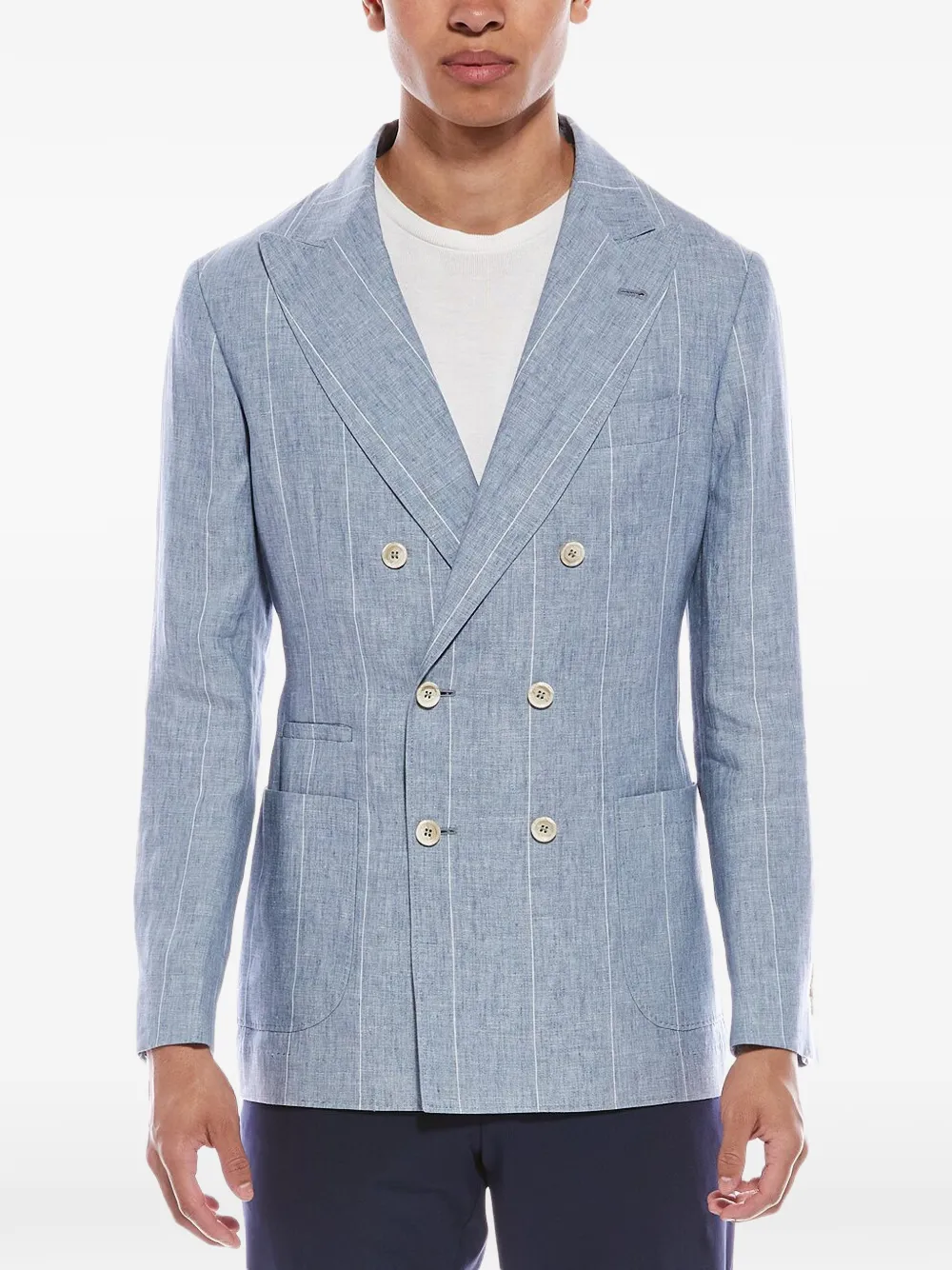 Brunello Cucinelli ストライプ ダブルジャケット | ブルー | Image 1