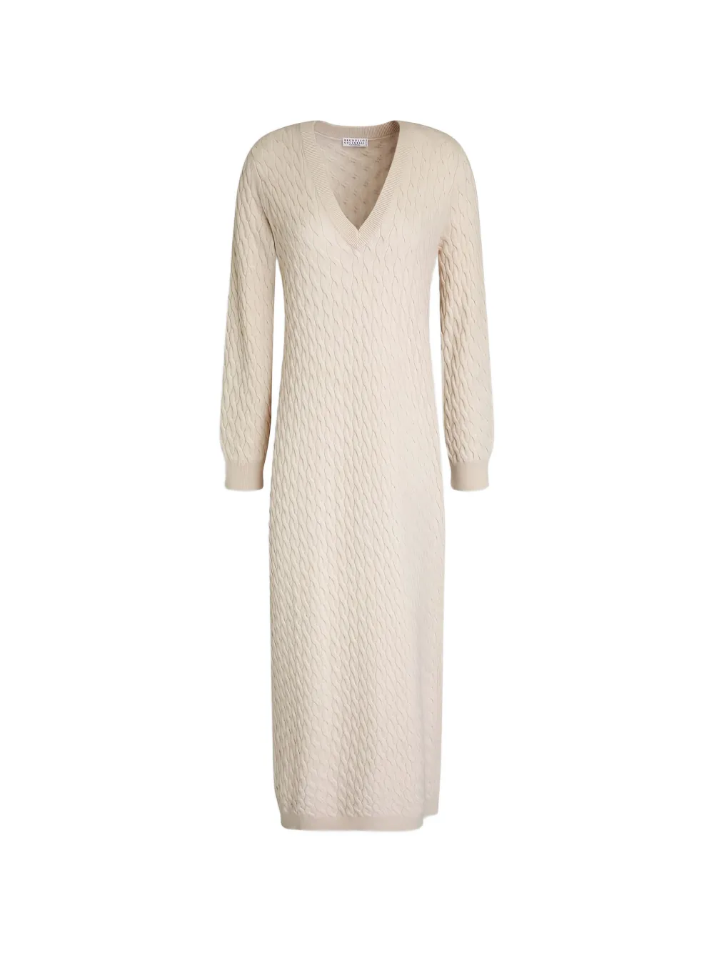Brunello Cucinelli cable-knit V-neck midi dress - Toni neutri