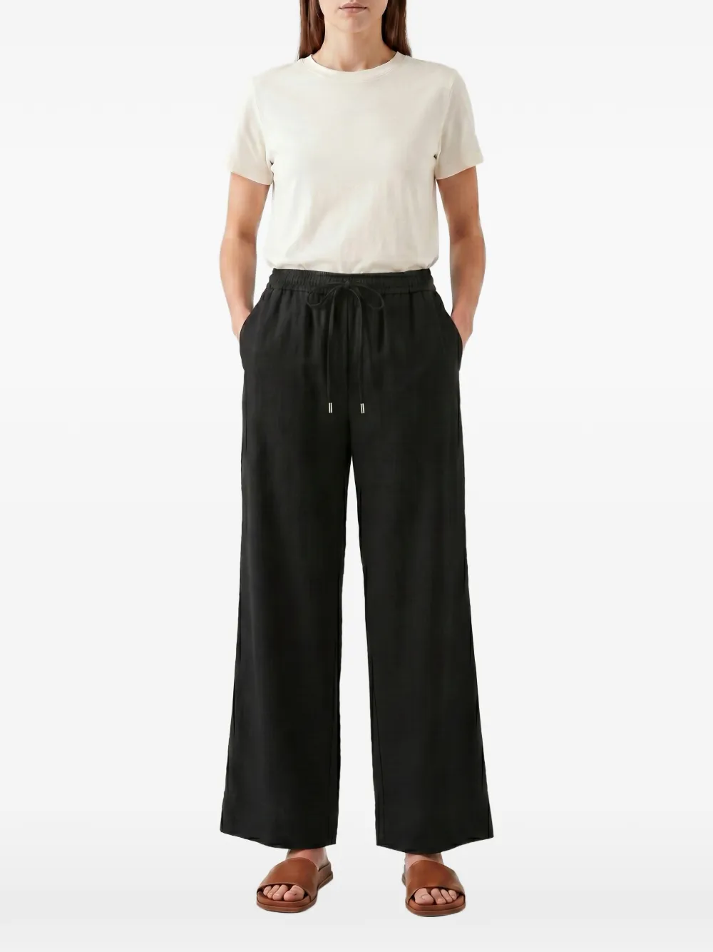 Brunello Cucinelli drawstring wide-leg trousers - Black