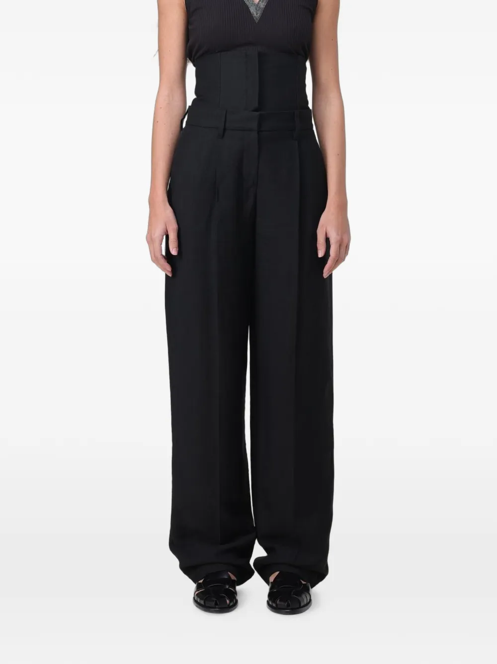 Brunello Cucinelli wide-leg pleated trousers - Nero
