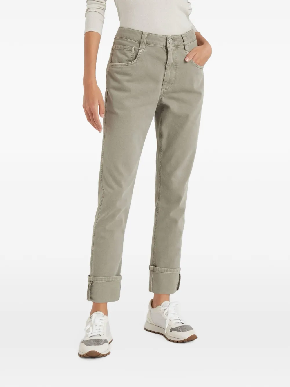  Brunello Cucinelli Straight-leg Cuffed Jeans - Verde 