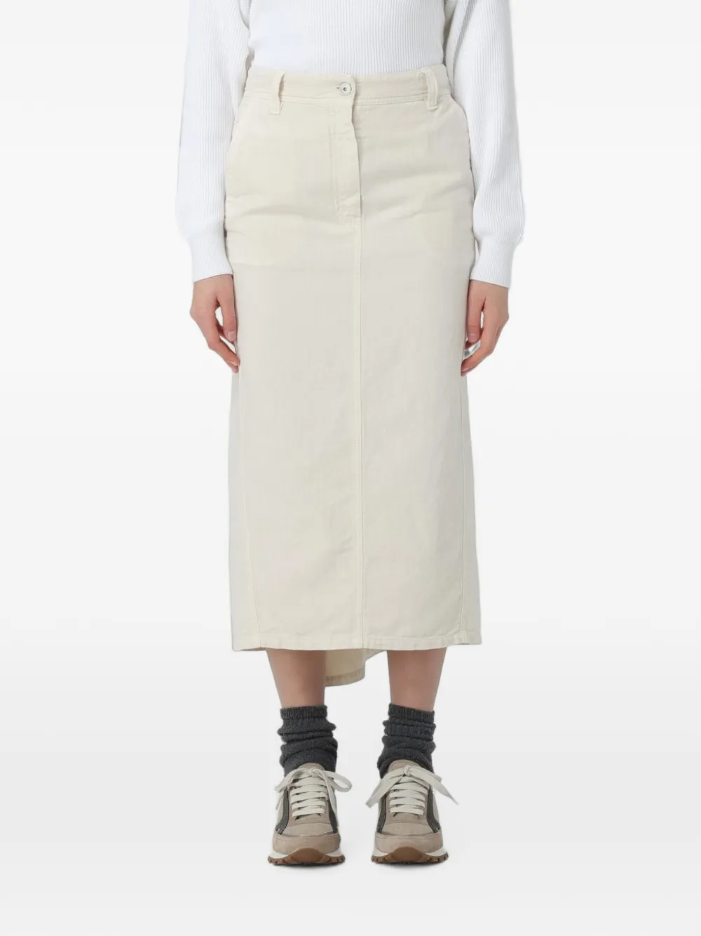 Brunello Cucinelli button-fastening midi skirt - Toni neutri