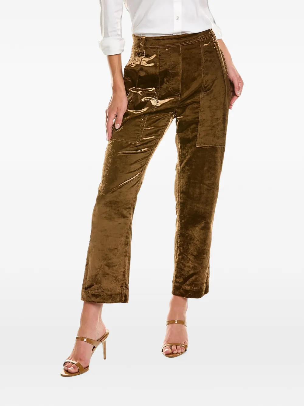 Brunello Cucinelli velvet high-waisted trousers - Brown
